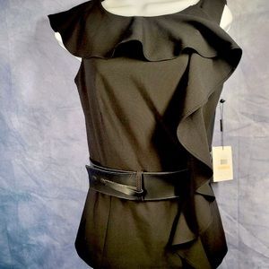 Calvin Klein Belted Asymmetrical Blouse Sz 14 NWT